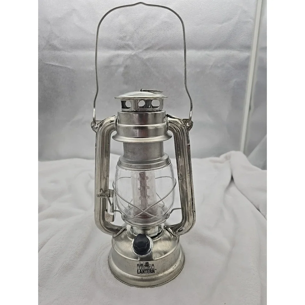Olde Brooklyn LED Old Style Lantern - Dimmable Silver Two D Battery Operated